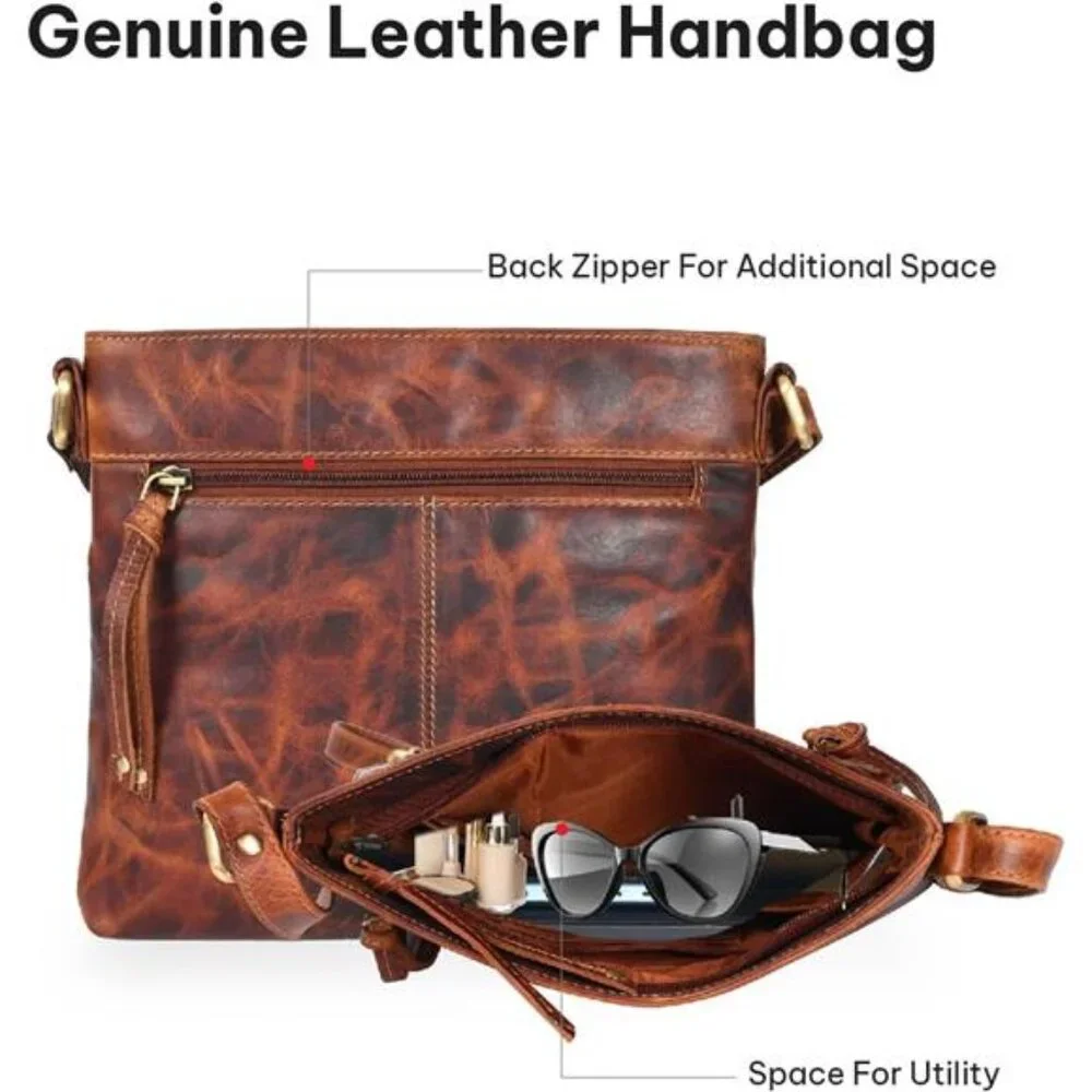Real Genuine Leather Women's Crossbody Purse/Bag With Adjustable Strap - Picture 5 of 8